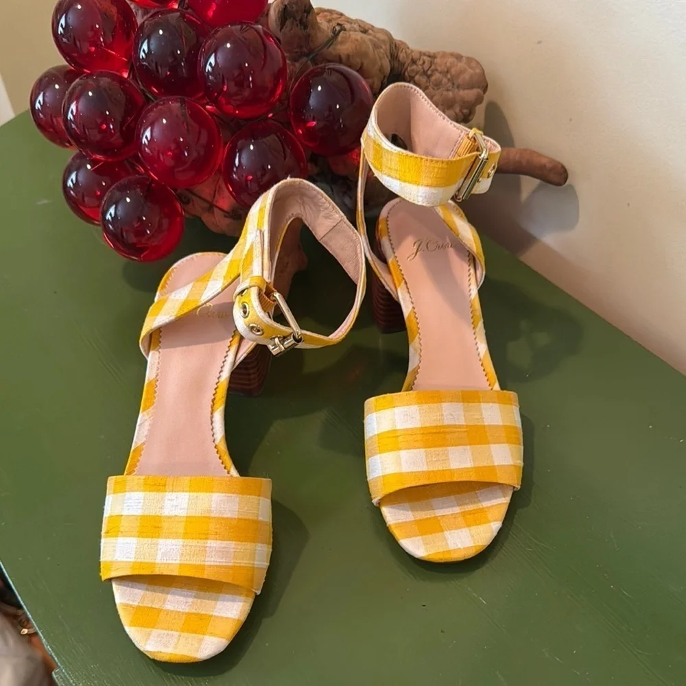 J.Crew Yellow and white Gingham Women's Sandals